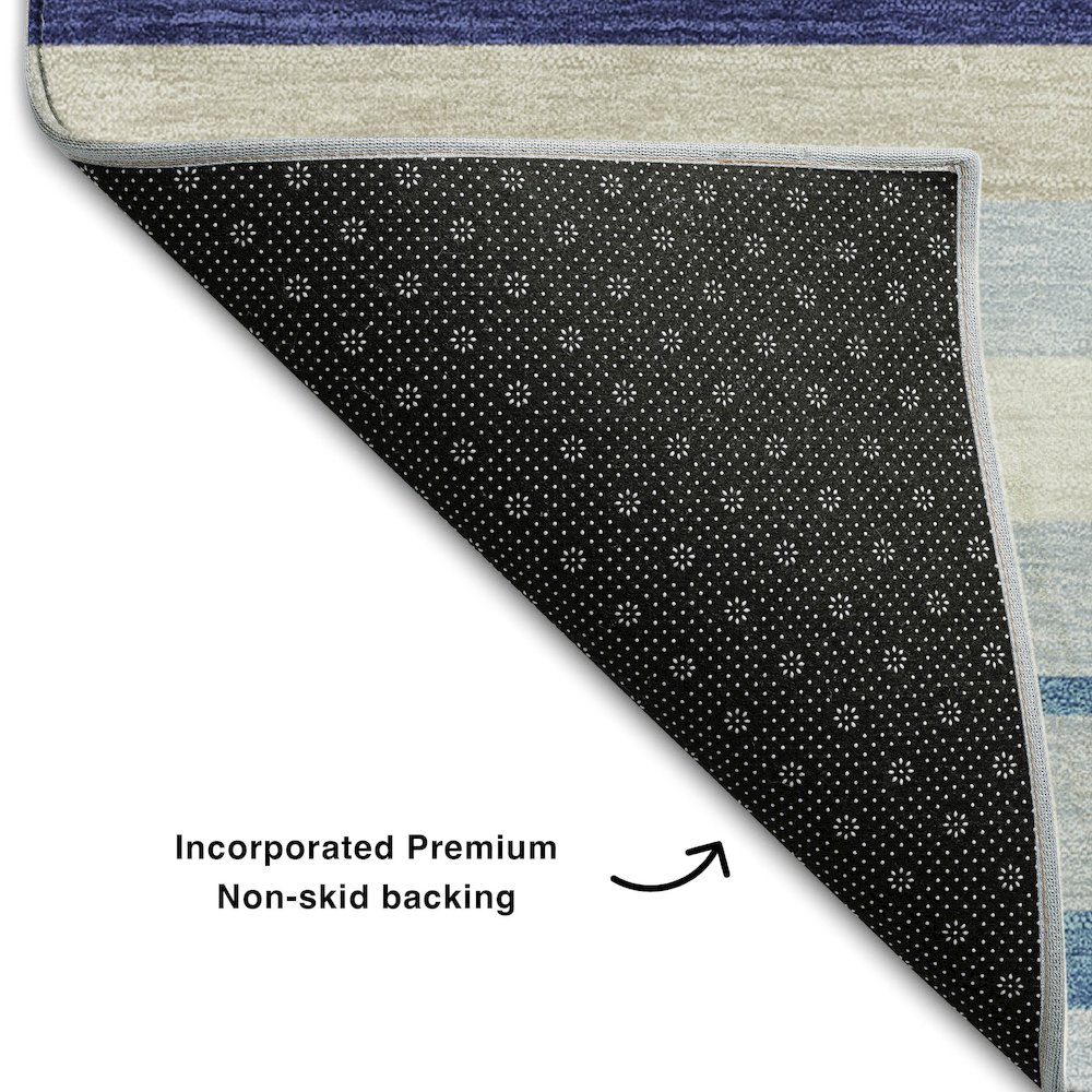 Premium Machine Washable Mayfield AMF879 Blue 3' x 5' Rug. Picture 2