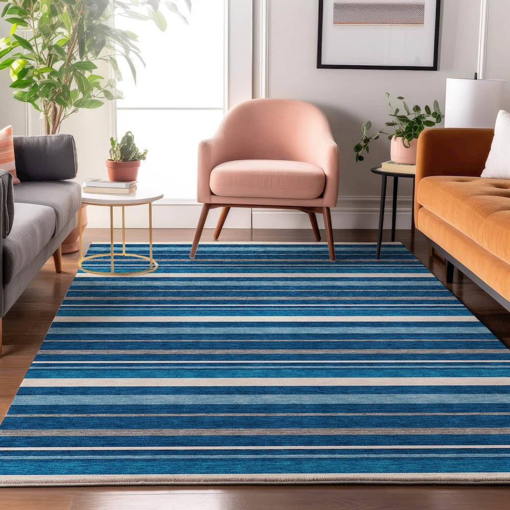 Premium Machine Washable Mayfield AMF879 Denim 8' x 10' Rug. Picture 5