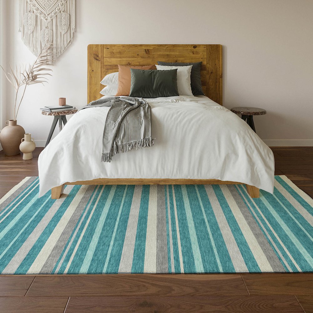 Premium Machine Washable Mayfield AMF879 Teal 8' x 10' Rug. Picture 6