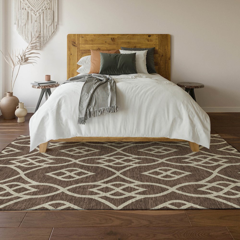 Premium Machine Washable Mayfield AMF884 Chocolate 8' x 10' Rug. Picture 6