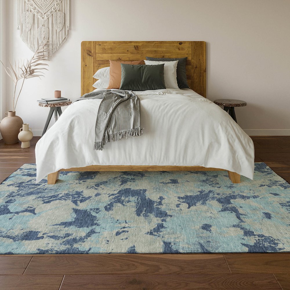Premium Machine Washable Mayfield AMF885 Navy 8' x 10' Rug. Picture 6
