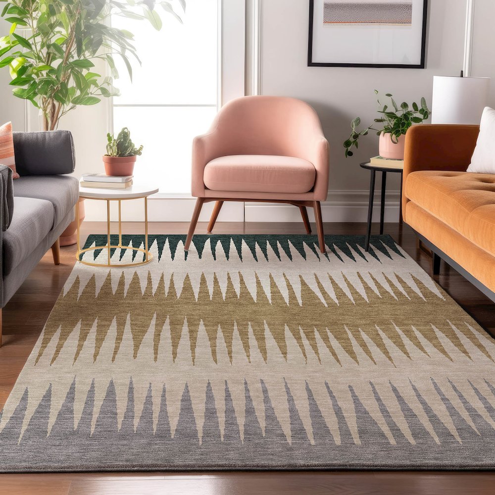 Premium Machine Washable Mayfield AMF886 Charcoal 8' x 10' Rug. Picture 5