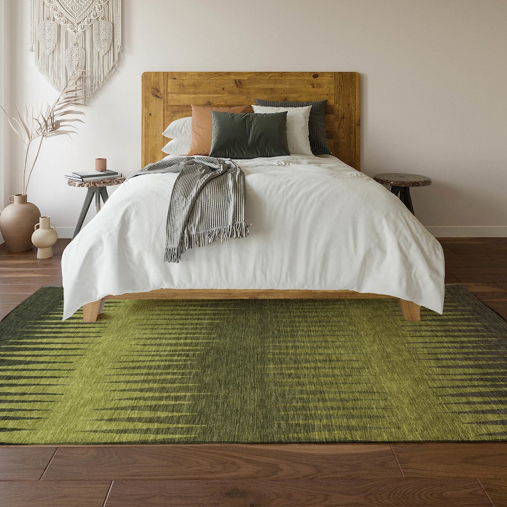 Premium Machine Washable Mayfield AMF886 Olive 8' x 10' Rug. Picture 6
