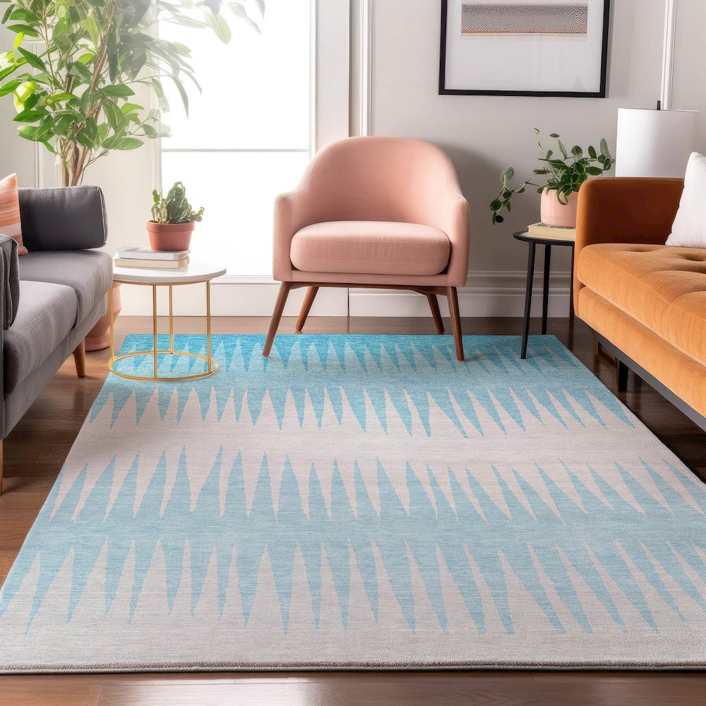Premium Machine Washable Mayfield AMF886 Sky 8' x 10' Rug. Picture 5