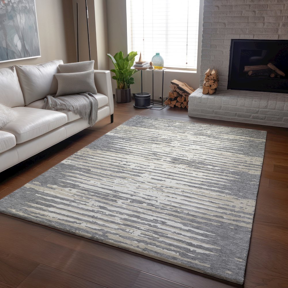 Premium Machine Washable Mayfield AMF888 Gray 8' x 10' Rug. Picture 6