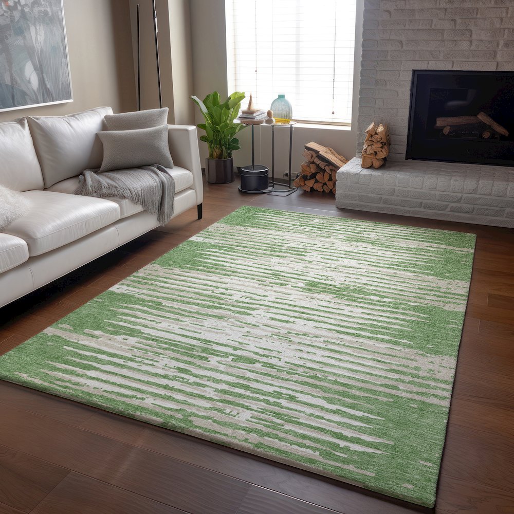 Premium Machine Washable Mayfield AMF888 Green 8' x 10' Rug. Picture 6