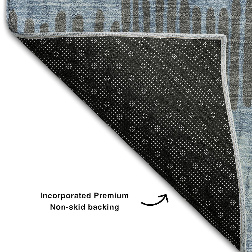 Premium Machine Washable Mayfield AMF889 Blue 3' x 5' Rug. Picture 2