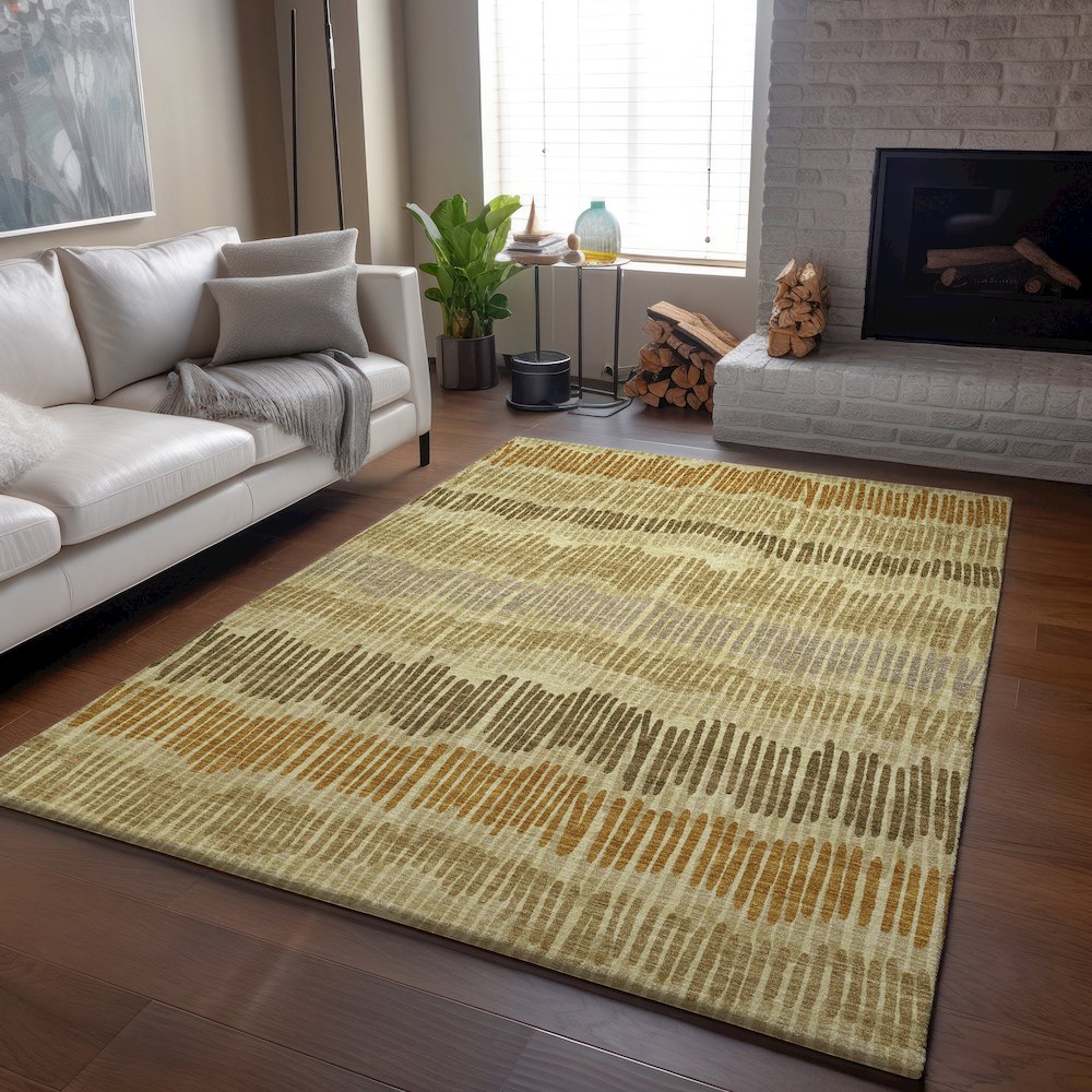 Premium Machine Washable Mayfield AMF889 Gold 8' x 10' Rug. Picture 6