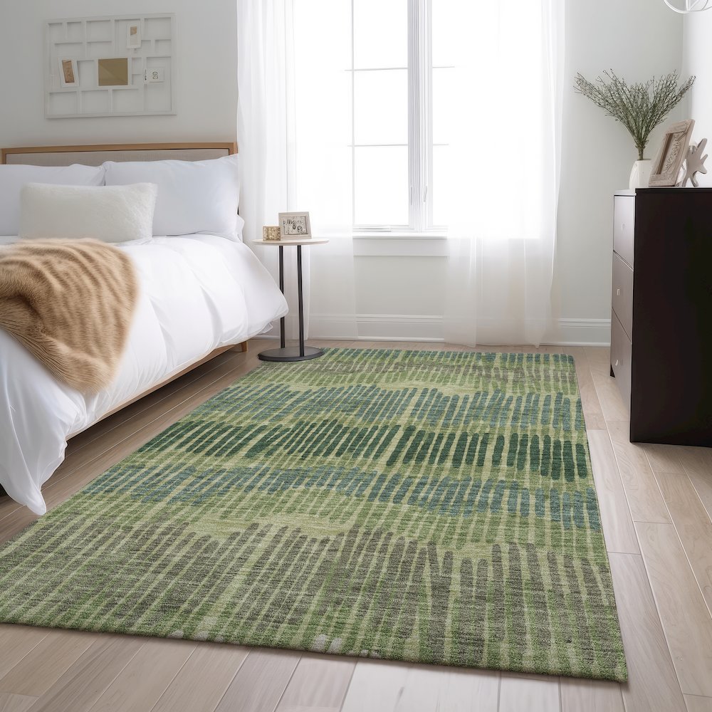 Premium Machine Washable Mayfield AMF889 Green 8' x 10' Rug. Picture 5