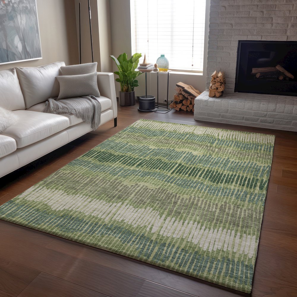 Premium Machine Washable Mayfield AMF889 Green 8' x 10' Rug. Picture 6