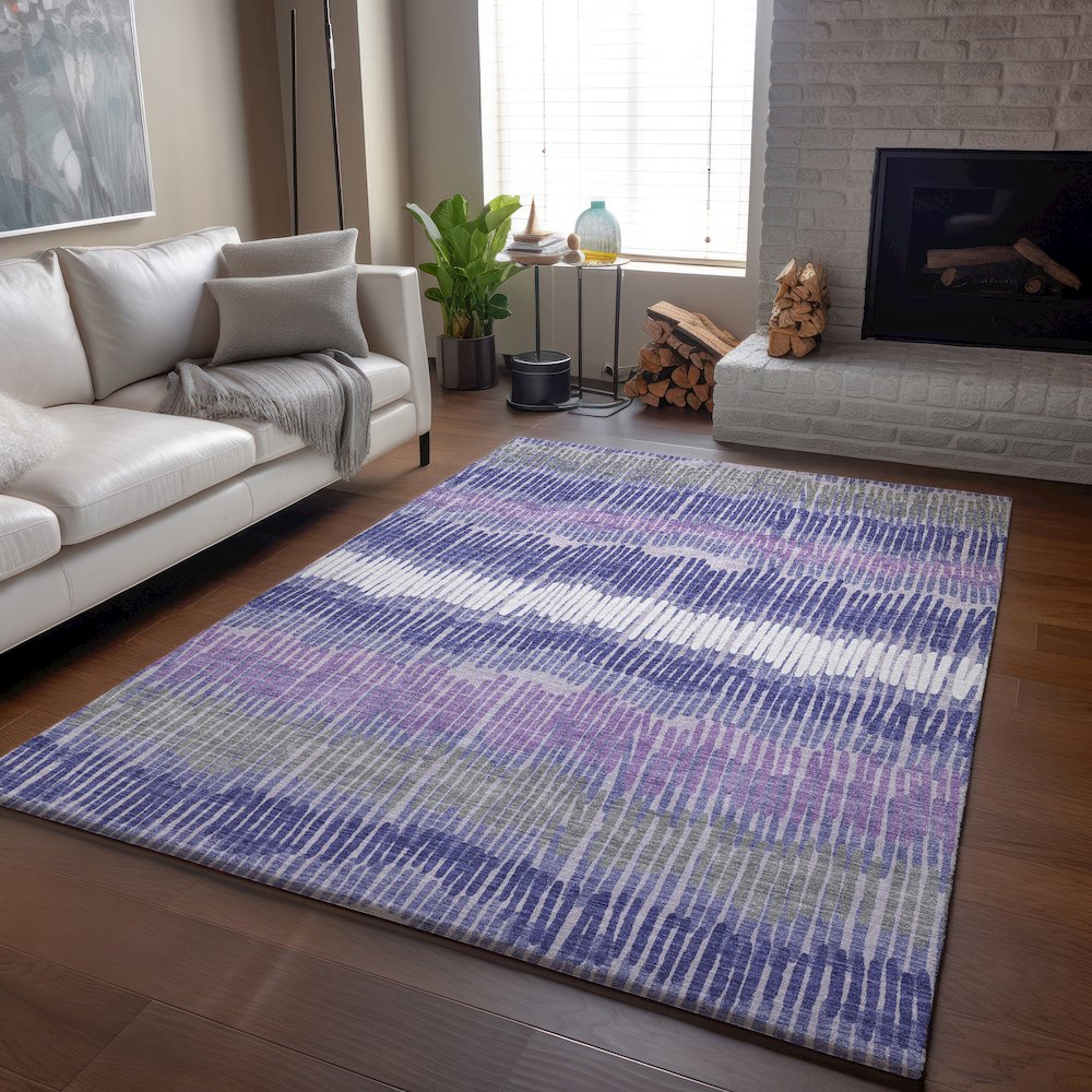 Premium Machine Washable Mayfield AMF889 Purple 8' x 10' Rug. Picture 6