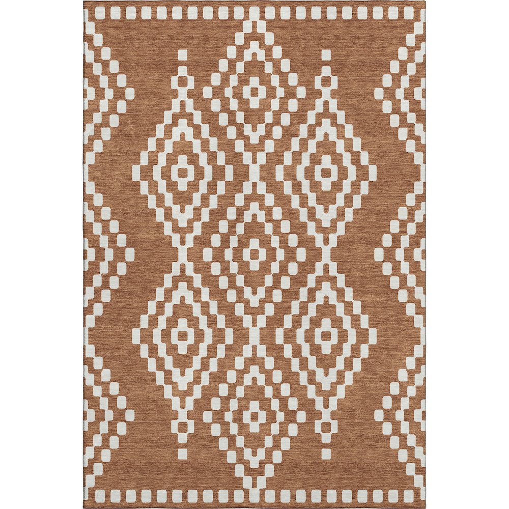 Premium Machine Washable Mayfield AMF891 Terracotta 8' x 10' Rug. Picture 1