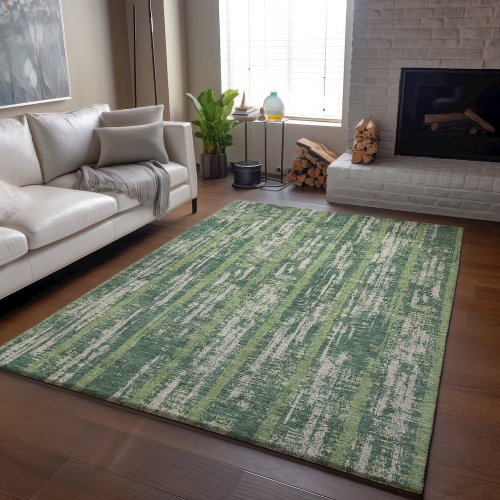 Premium Machine Washable Mayfield AMF892 Green 8' x 10' Rug. Picture 6