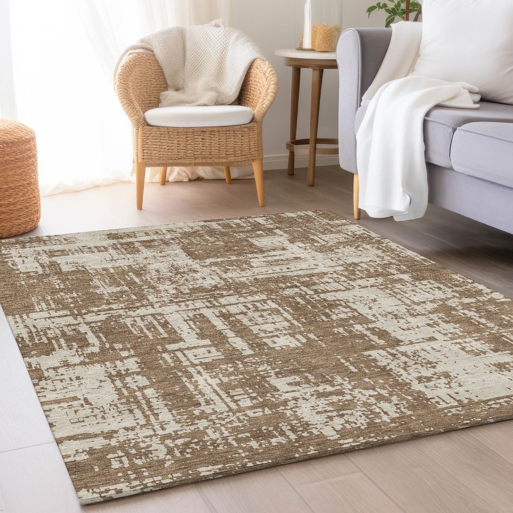 Premium Machine Washable Mayfield AMF895 Brown 8' x 10' Rug. Picture 5