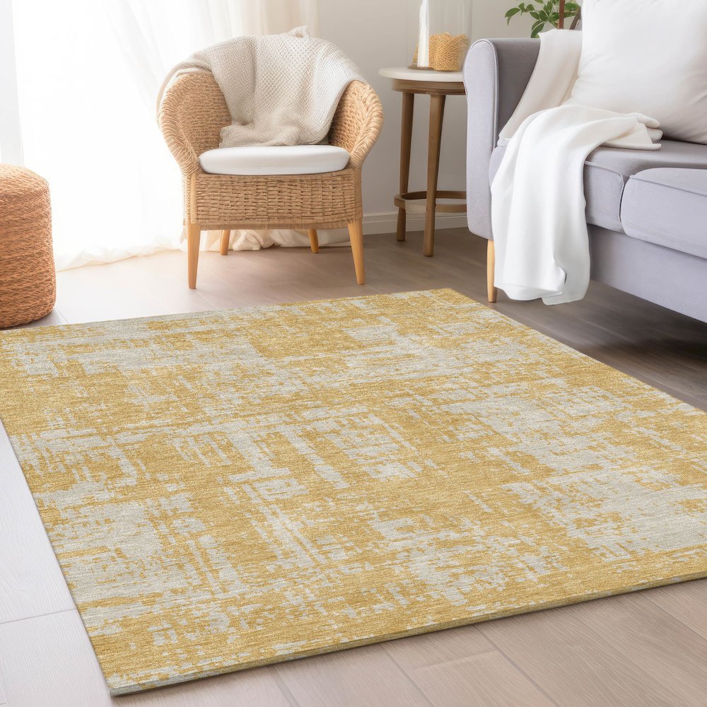 Premium Machine Washable Mayfield AMF895 Gold 8' x 10' Rug. Picture 5