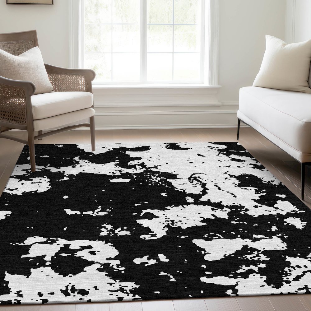Premium Machine Washable Mayfield AMF897 Black 8' x 10' Rug. Picture 6
