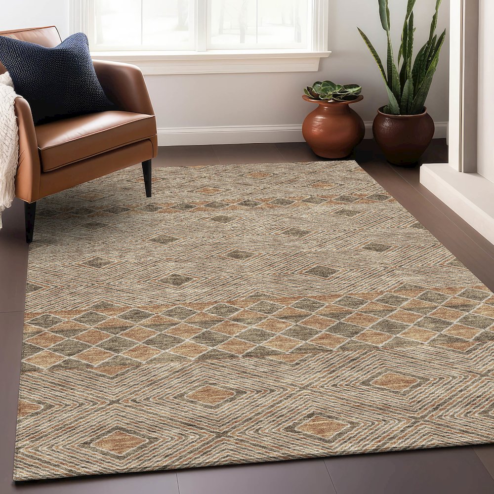 Premium Machine Washable Mayfield AMF898 Brown 8' x 10' Rug. Picture 5