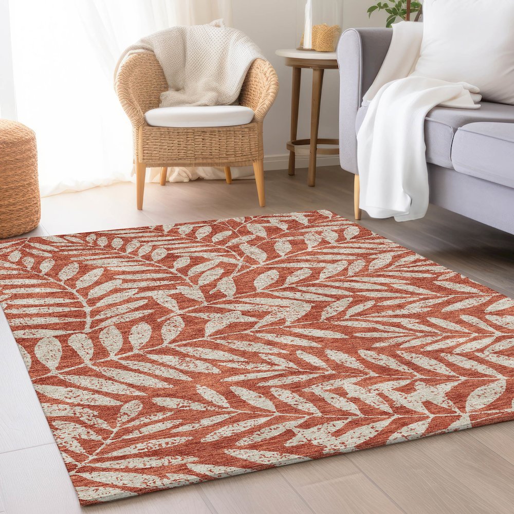 Premium Machine Washable Mayfield AMF899 Paprika 8' x 10' Rug. Picture 5
