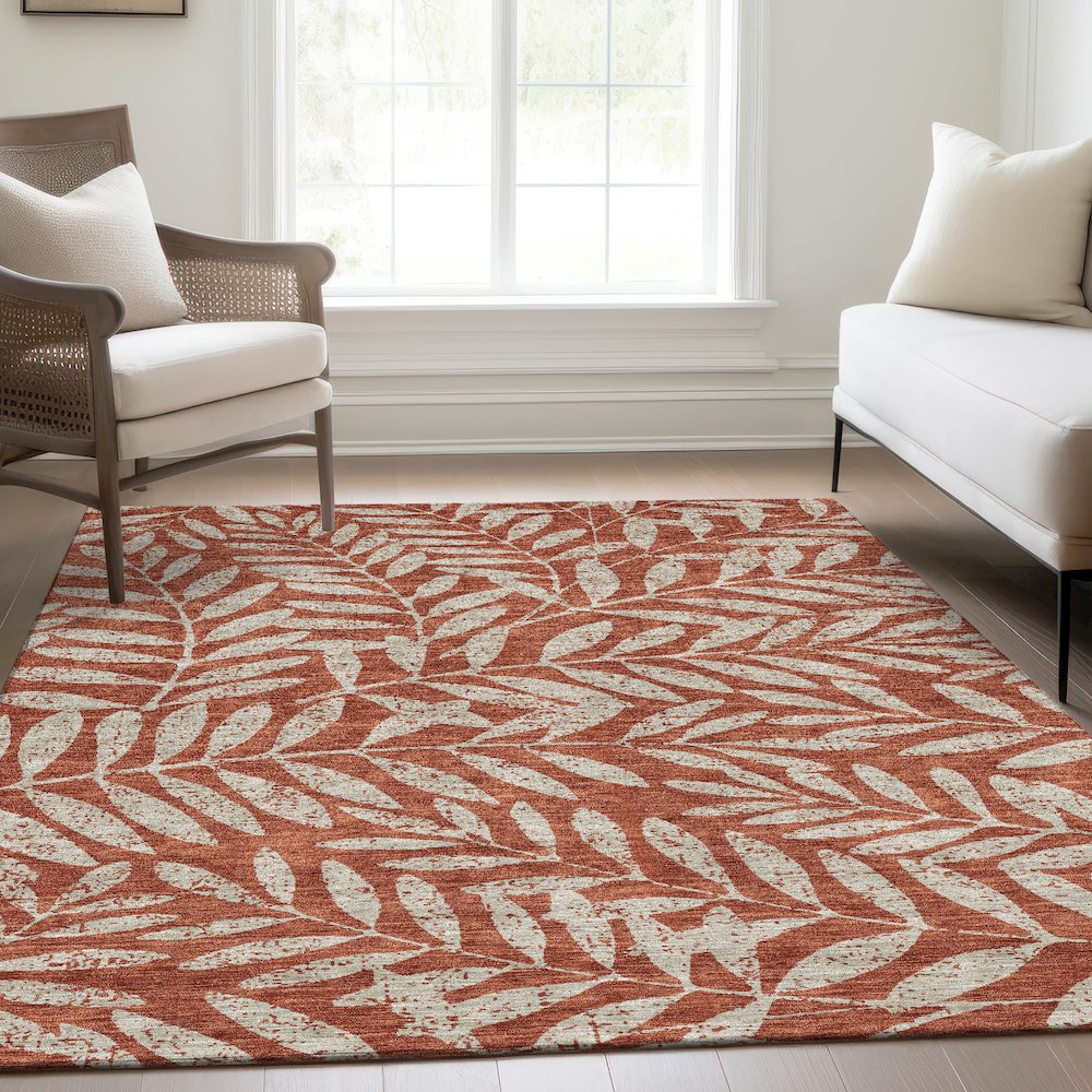 Premium Machine Washable Mayfield AMF899 Paprika 8' x 10' Rug. Picture 6