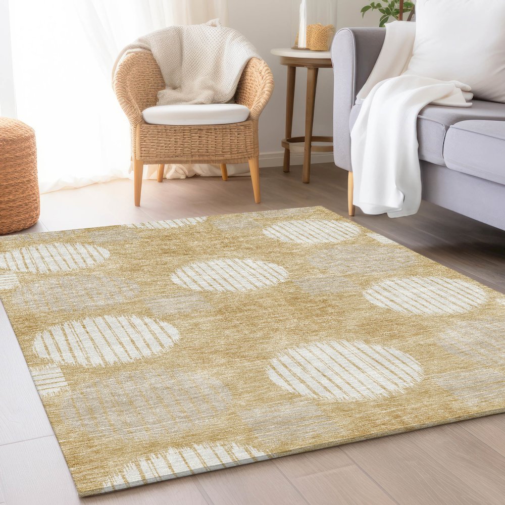 Premium Machine Washable Mayfield AMF900 Gold 8' x 10' Rug. Picture 5