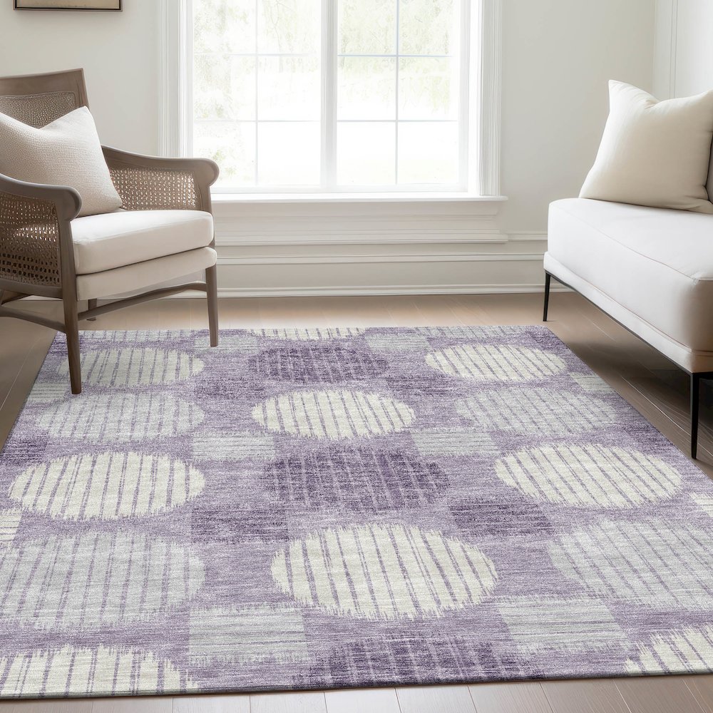 Premium Machine Washable Mayfield AMF900 Purple 8' x 10' Rug. Picture 6