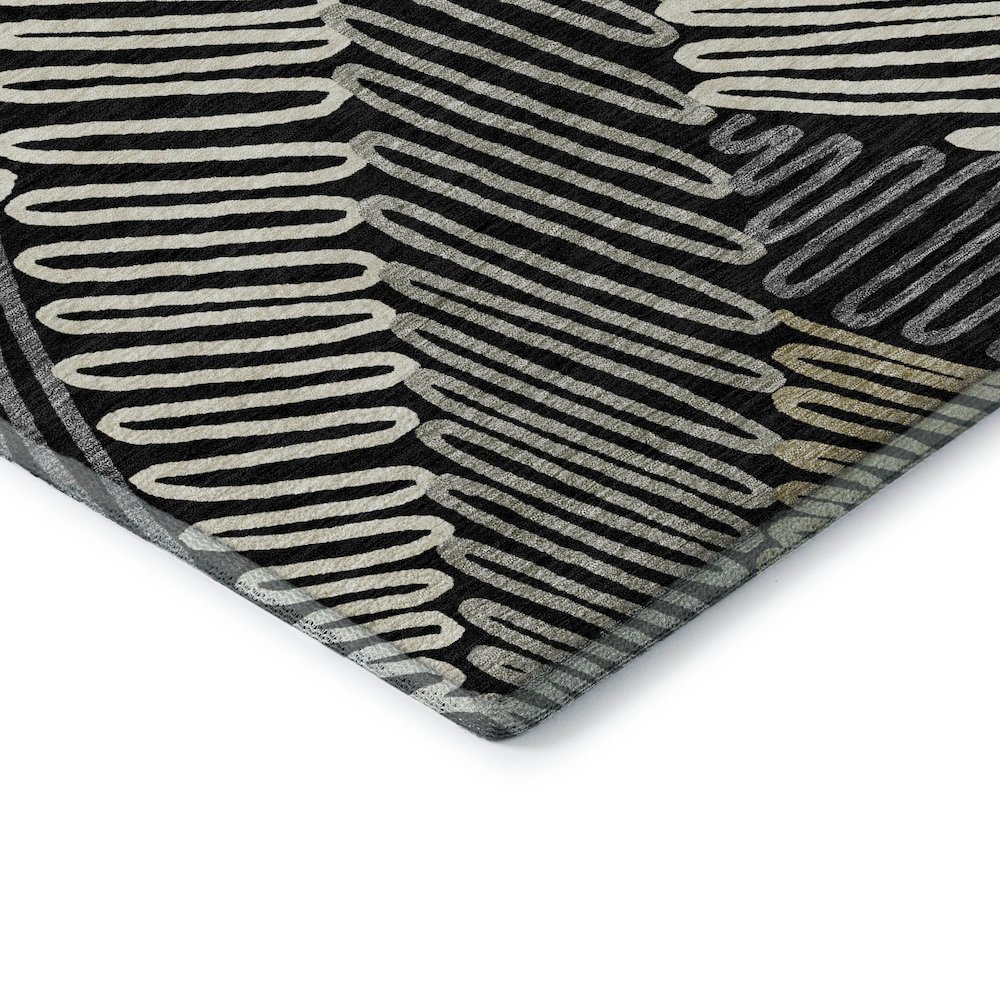 Premium Machine Washable Mayfield AMF904 Black 3' x 5' Rug. Picture 3