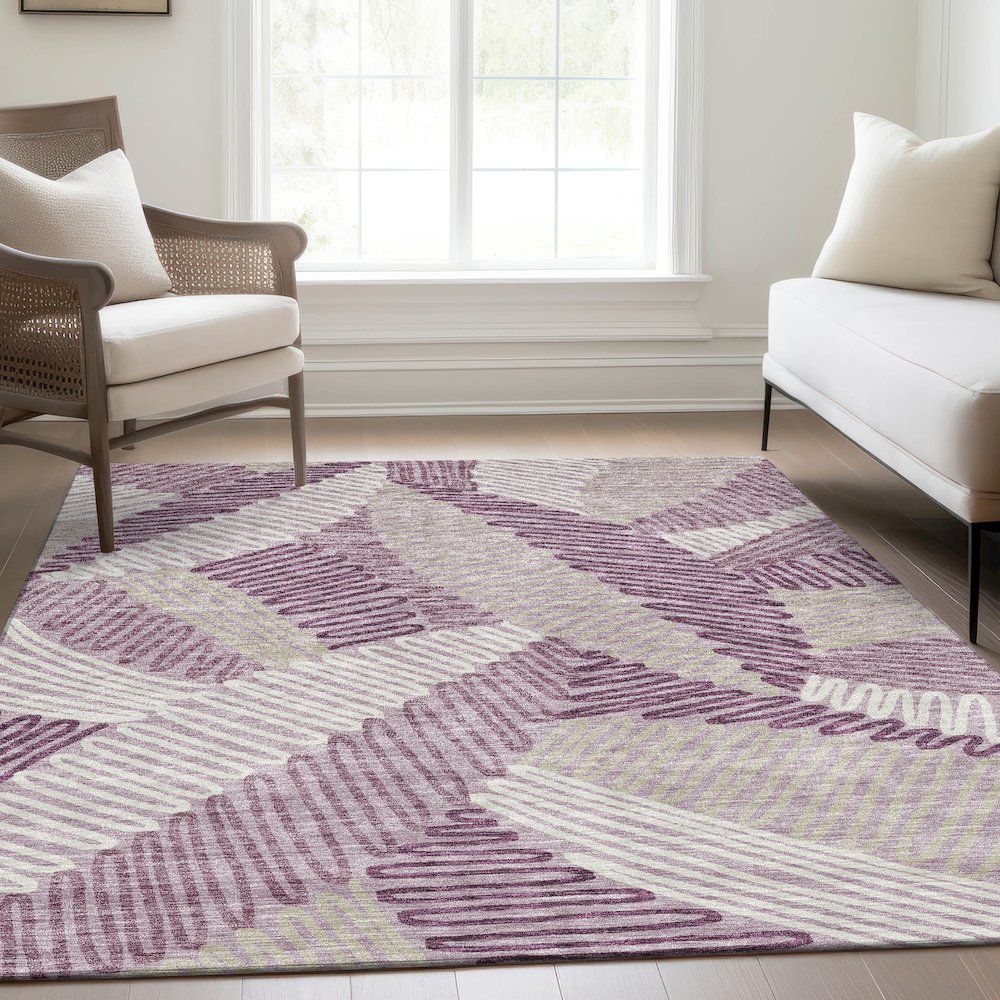Premium Machine Washable Mayfield AMF904 Lavender 8' x 10' Rug. Picture 6