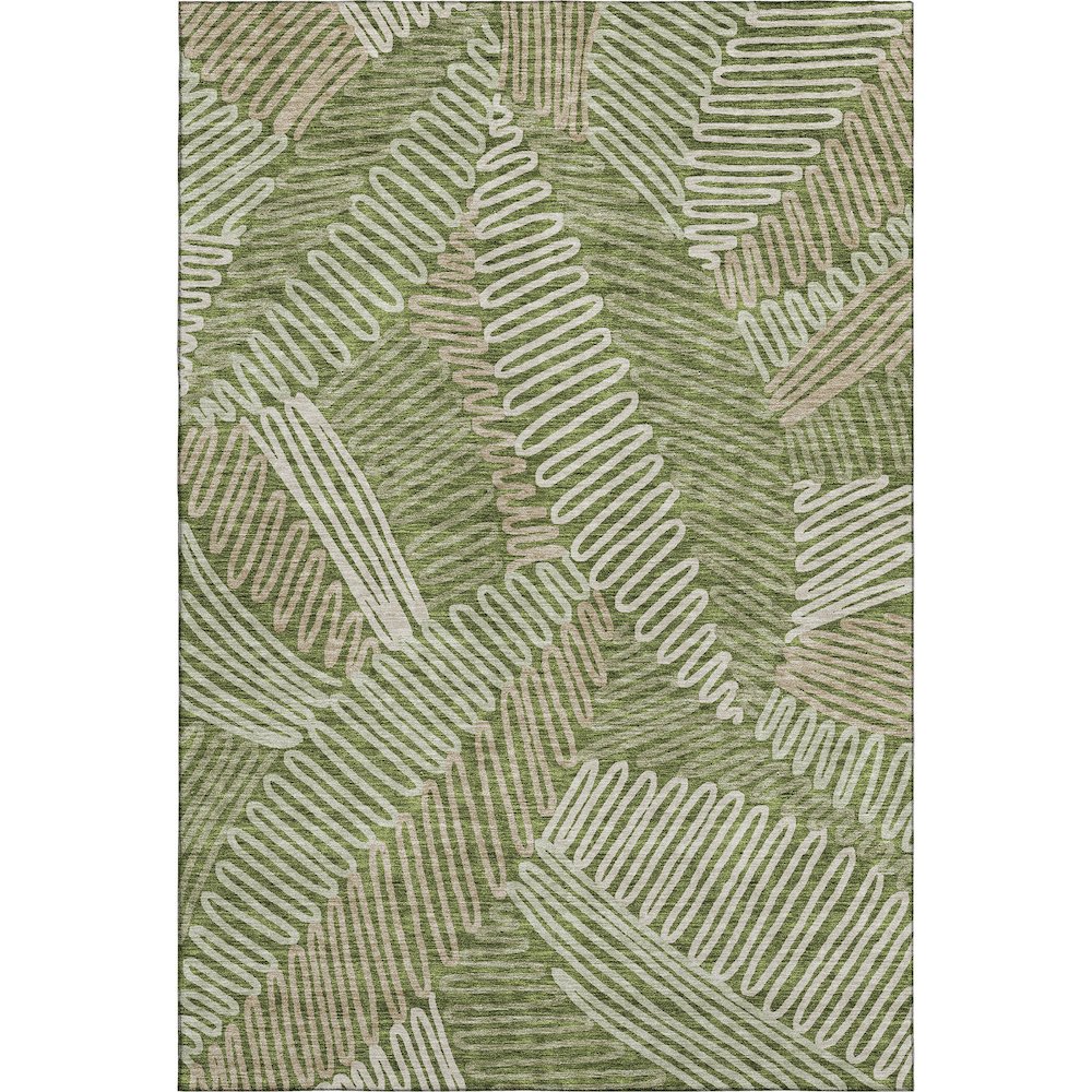 Premium Machine Washable Mayfield AMF904 Olive 8' x 10' Rug. Picture 1