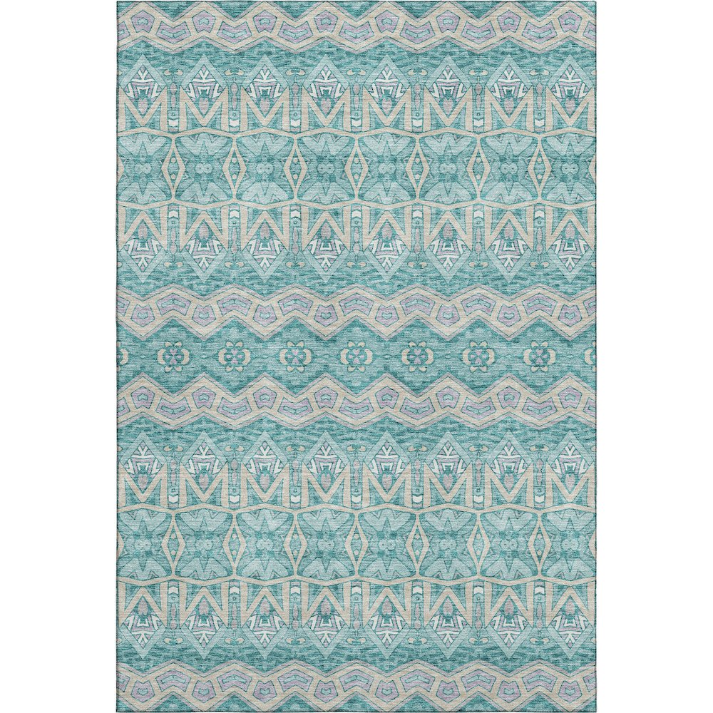 Premium Machine Washable Mayfield AMF909 Teal 8' x 10' Rug. Picture 1