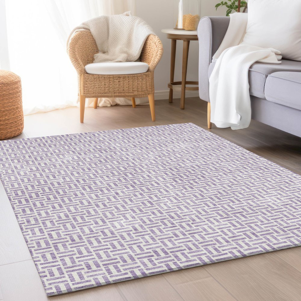 Premium Machine Washable Mayfield AMF911 Lavender 8' x 10' Rug. Picture 5