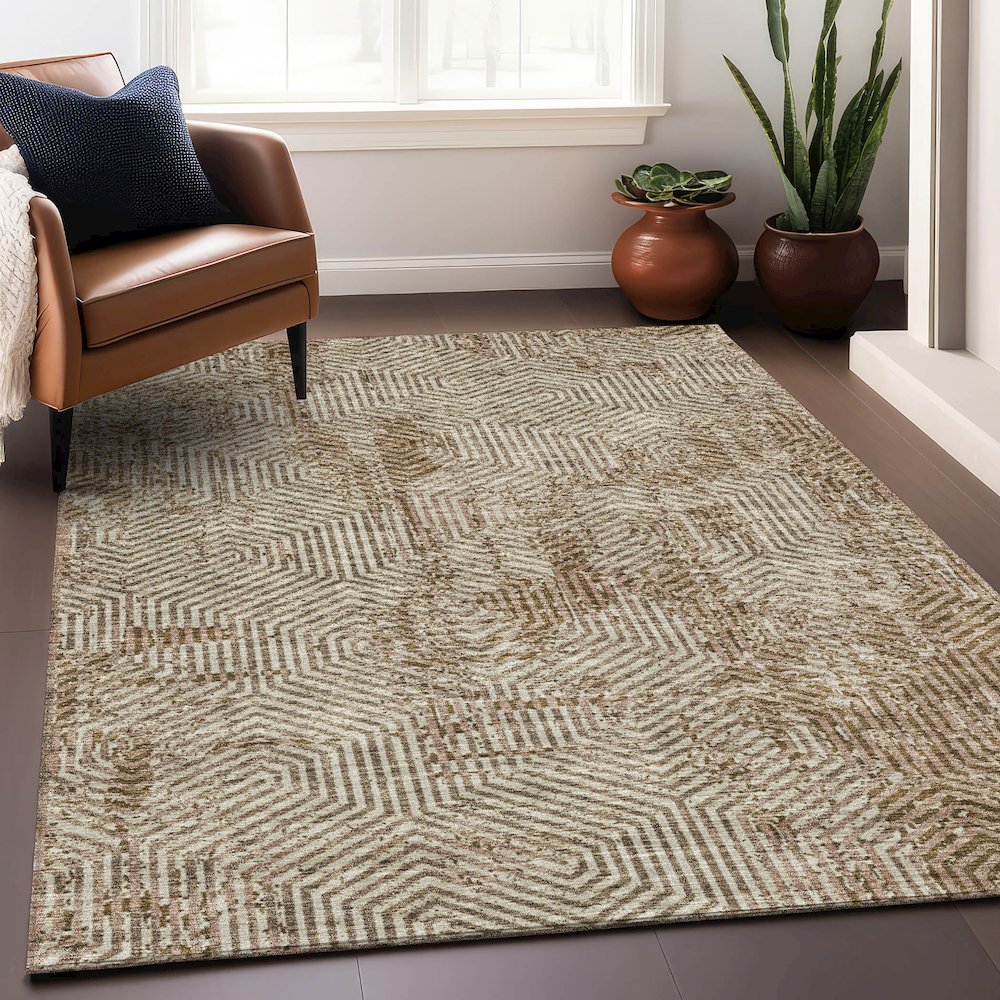 Premium Machine Washable Mayfield AMF912 Mocha 8' x 10' Rug. Picture 5