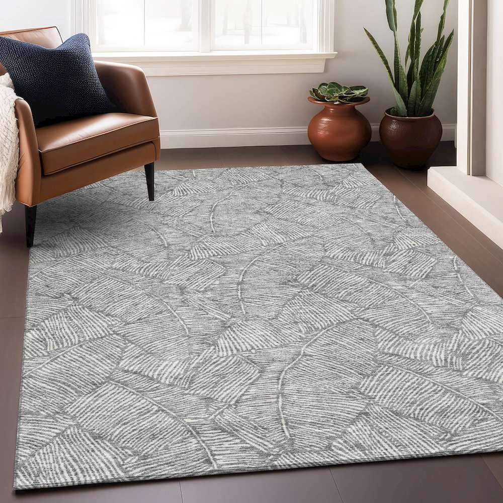 Premium Machine Washable Mayfield AMF913 Gray 8' x 10' Rug. Picture 5