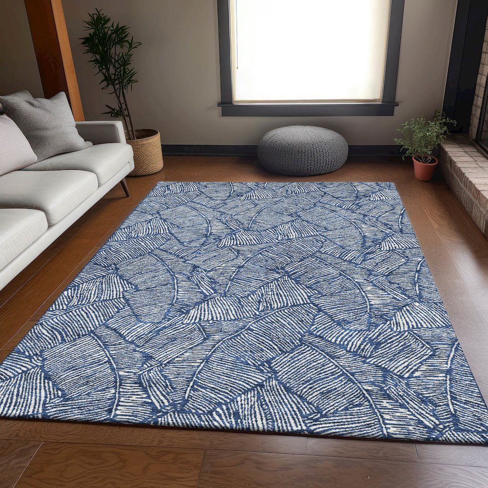 Premium Machine Washable Mayfield AMF913 Navy 8' x 10' Rug. Picture 6