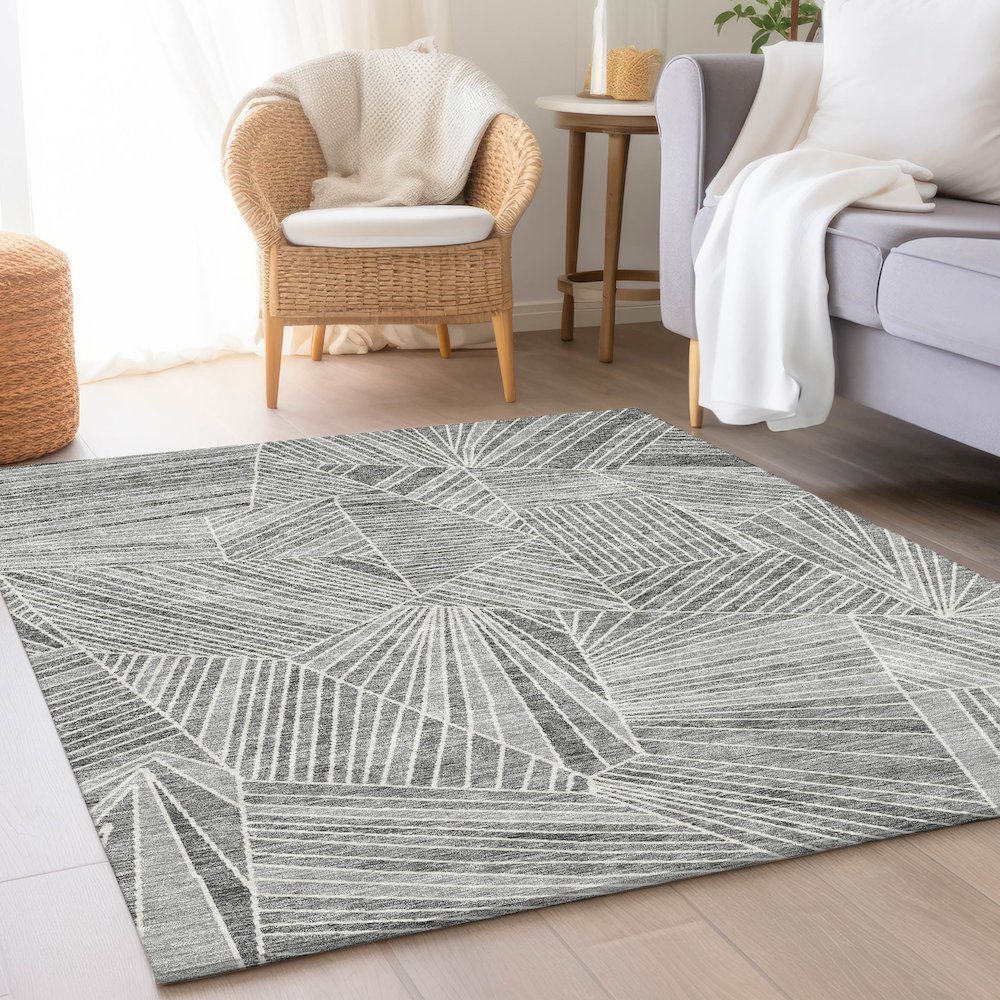 Premium Machine Washable Mayfield AMF915 Gray 8' x 10' Rug. Picture 5