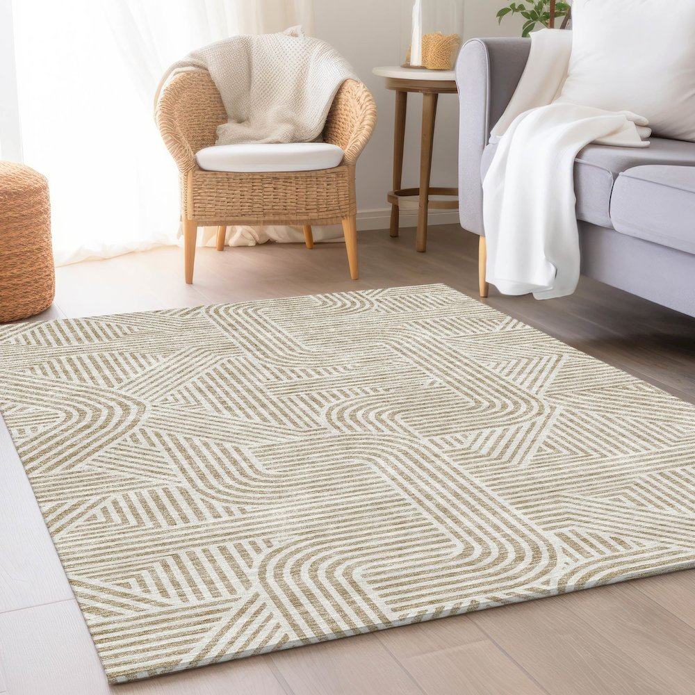 Premium Machine Washable Mayfield AMF917 Beige 8' x 10' Rug. Picture 5