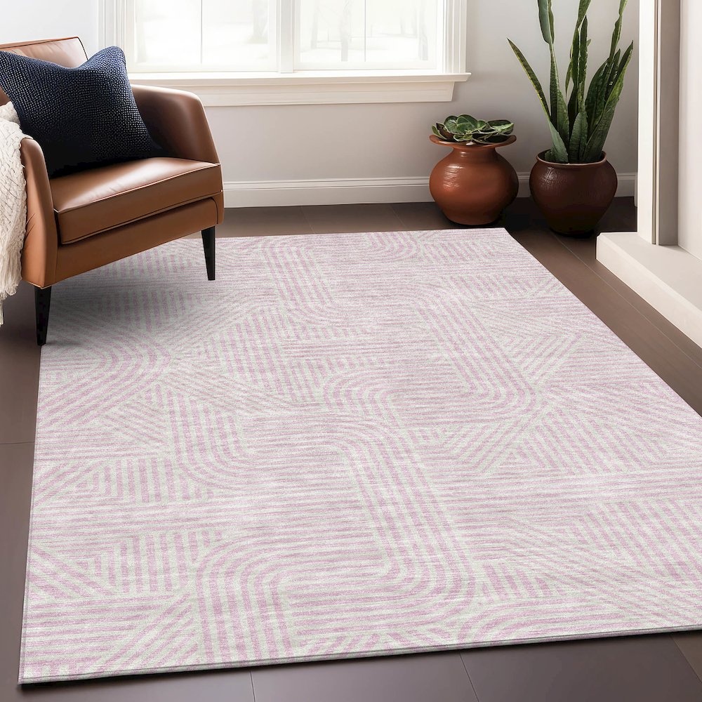 Premium Machine Washable Mayfield AMF917 Pink 8' x 10' Rug. Picture 5