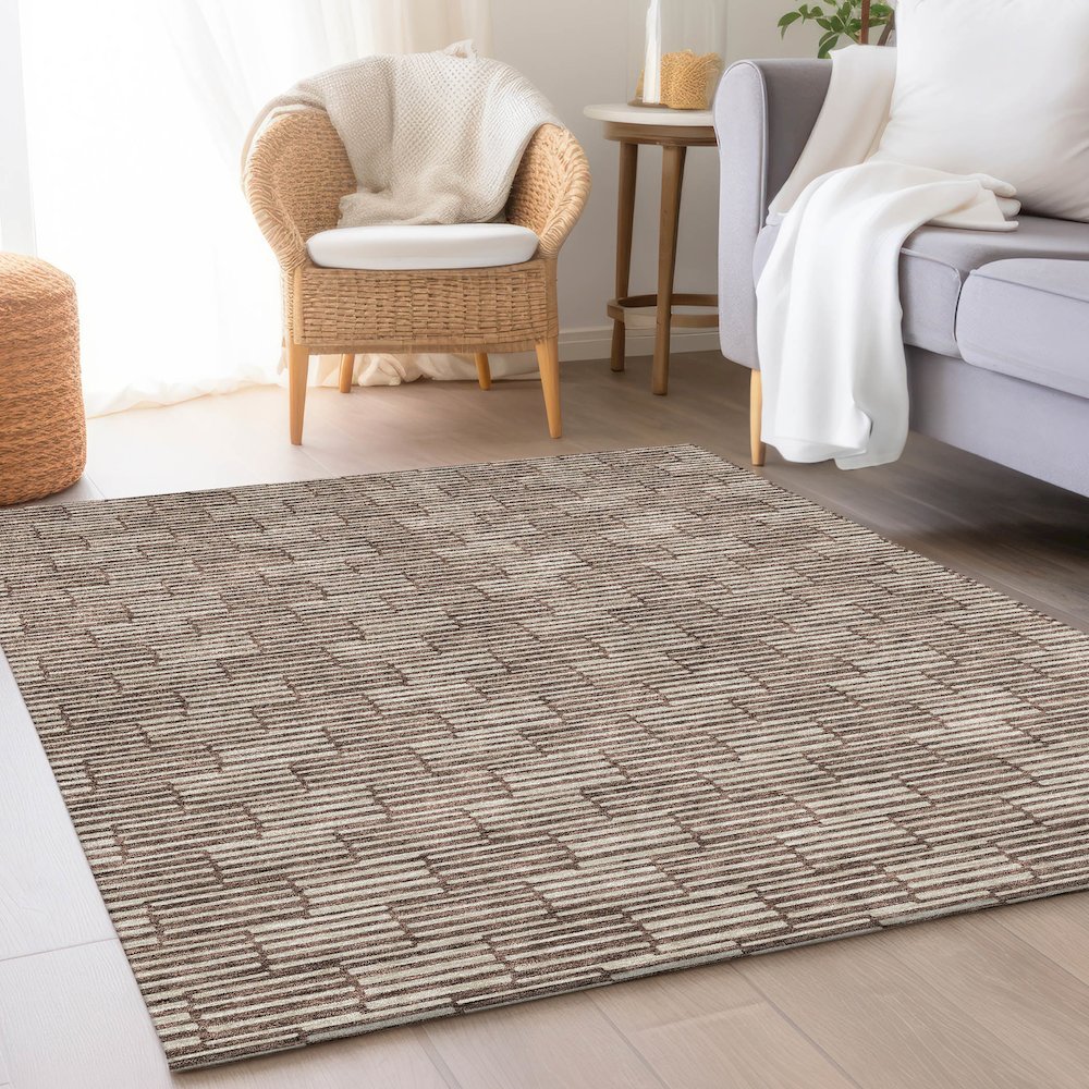 Premium Machine Washable Mayfield AMF918 Brown 8' x 10' Rug. Picture 5