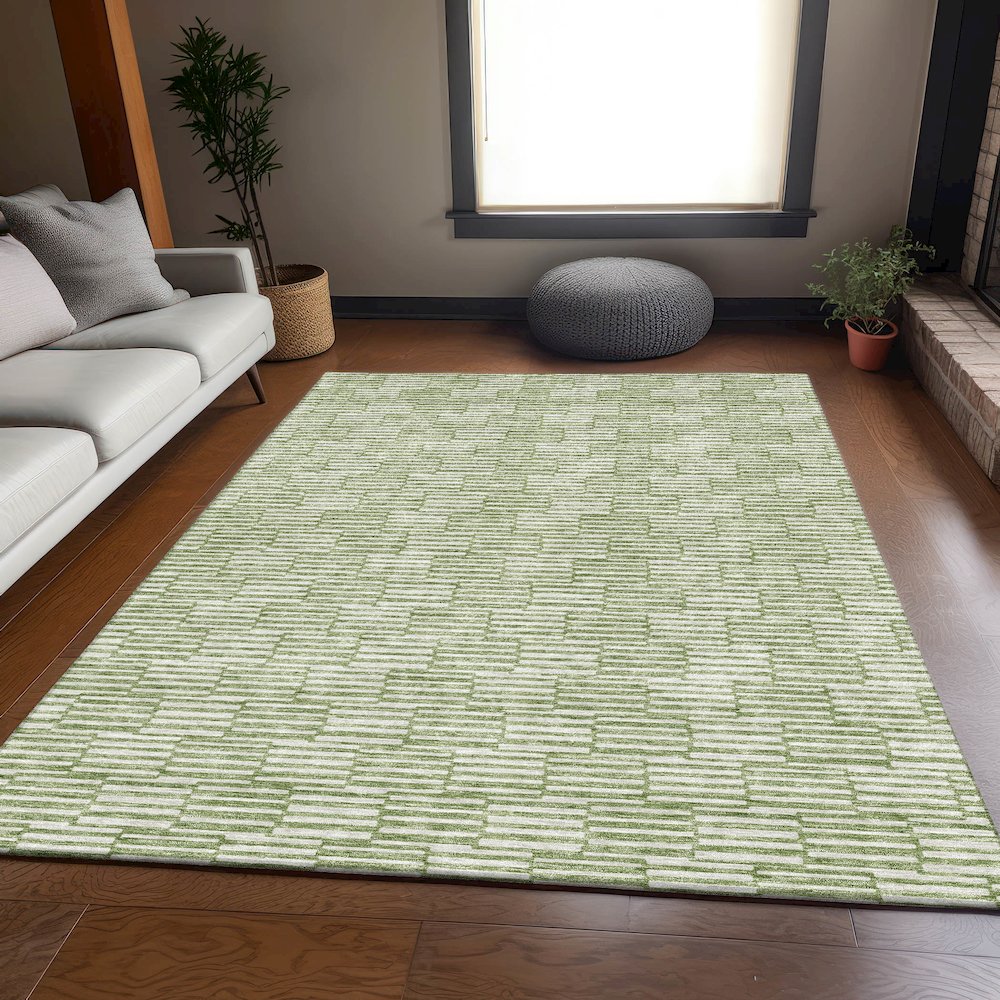 Premium Machine Washable Mayfield AMF918 Green 8' x 10' Rug. Picture 6