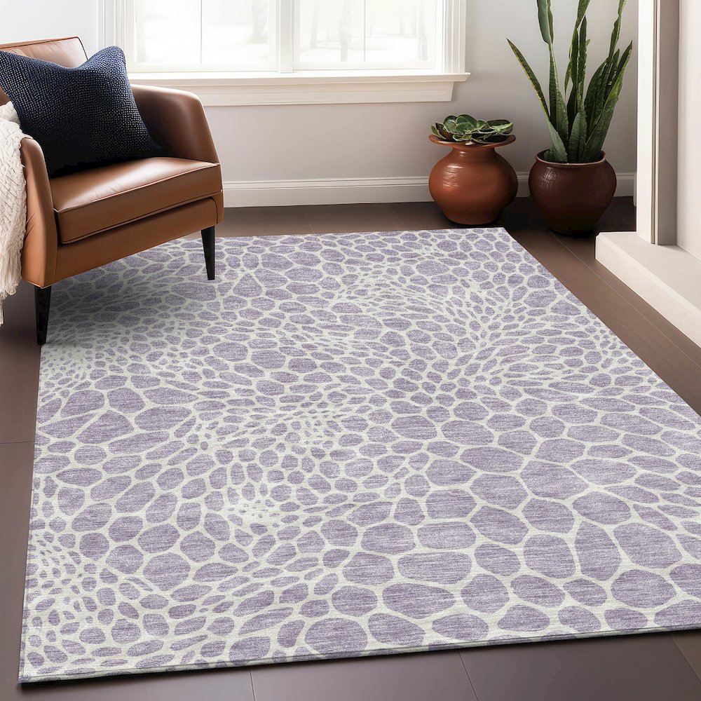 Premium Machine Washable Mayfield AMF919 Lilac 8' x 10' Rug. Picture 5