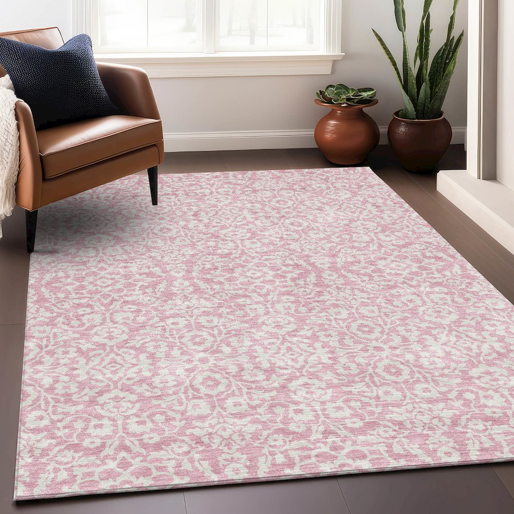 Premium Machine Washable Mayfield AMF920 Pink 8' x 10' Rug. Picture 5