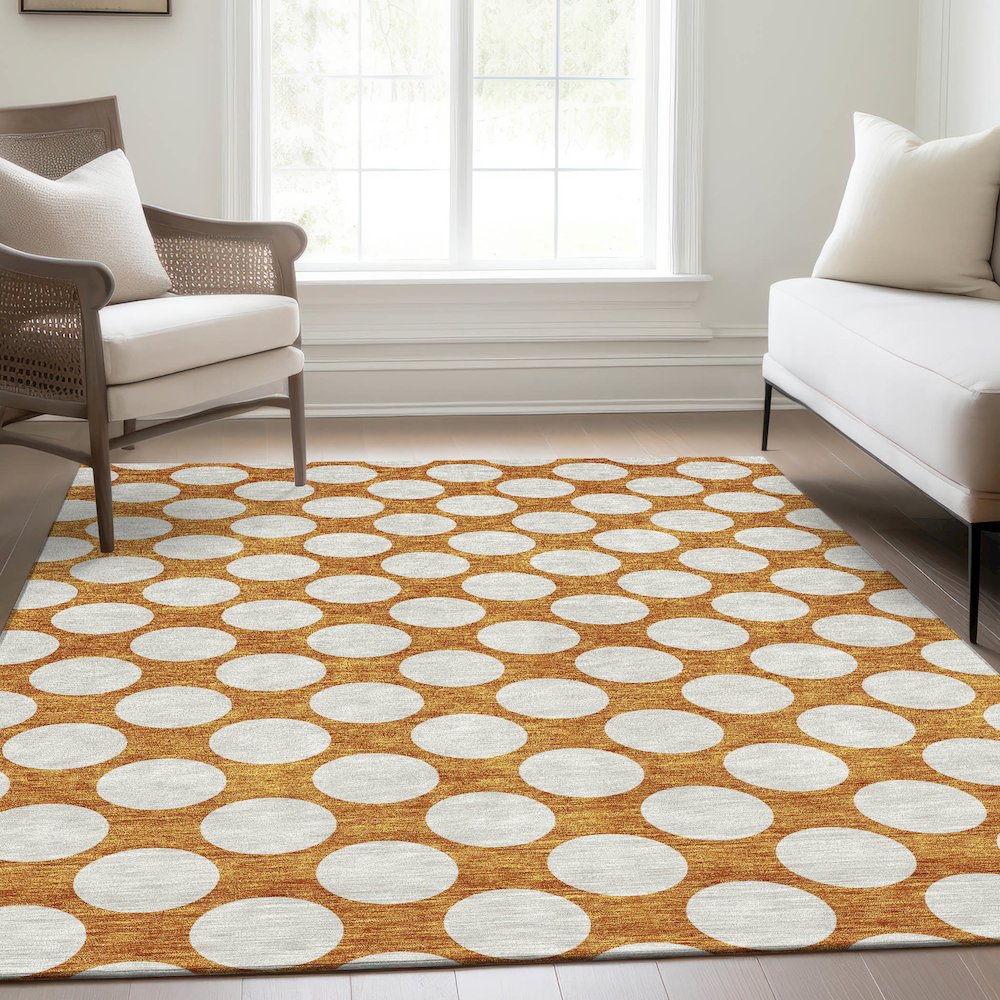 Premium Machine Washable Mayfield AMF921 Orange 8' x 10' Rug. Picture 6