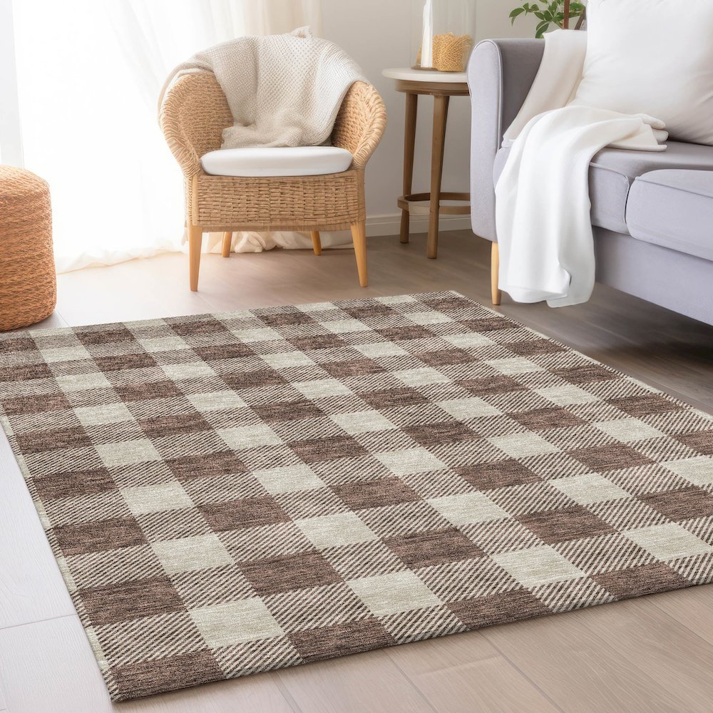 Premium Machine Washable Mayfield AMF923 Brown 8' x 10' Rug. Picture 5
