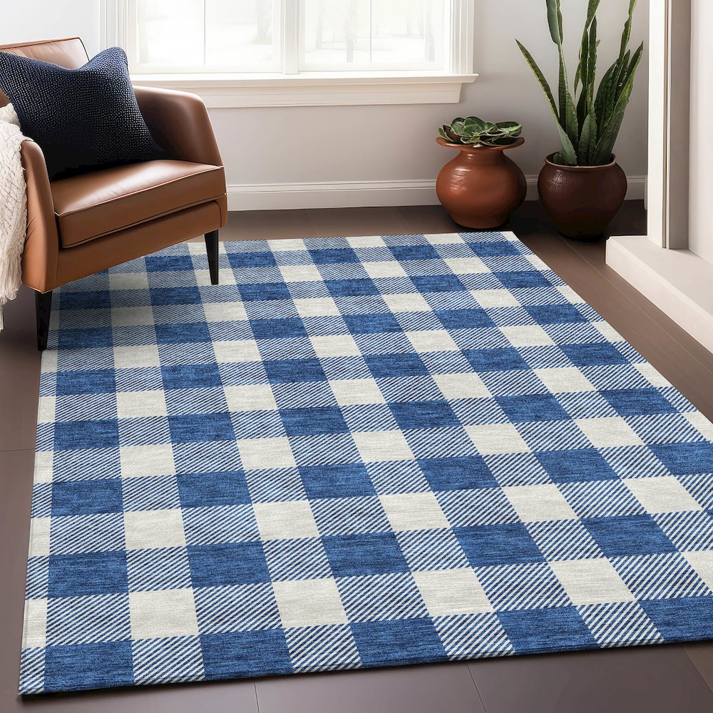 Premium Machine Washable Mayfield AMF923 Navy 8' x 10' Rug. Picture 5