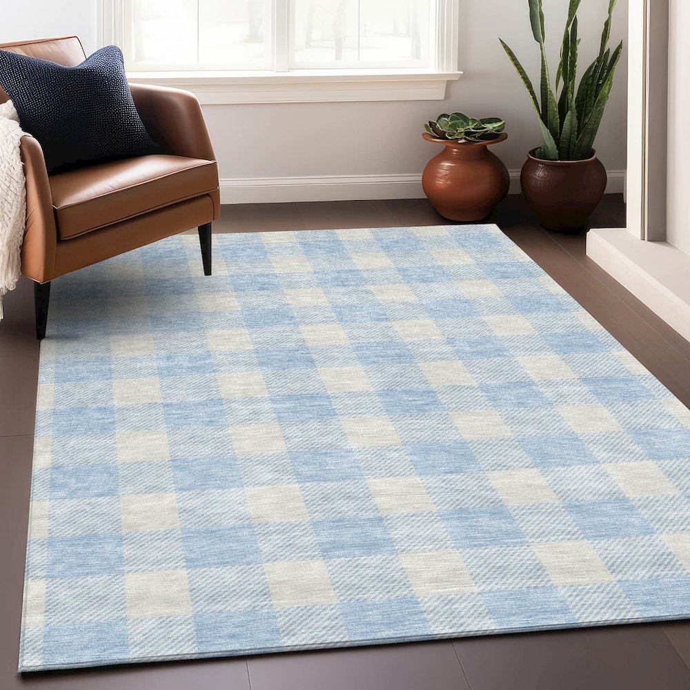 Premium Machine Washable Mayfield AMF923 Sky 8' x 10' Rug. Picture 5