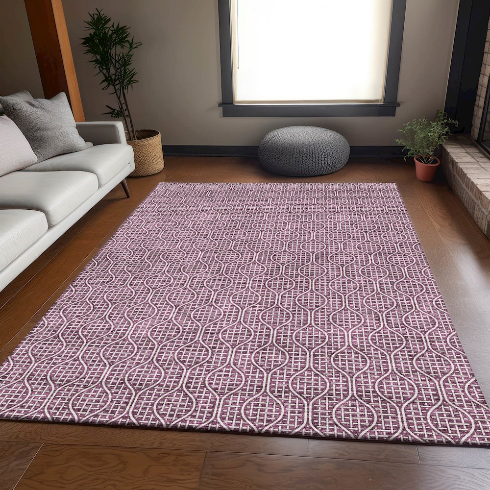 Premium Machine Washable Mayfield AMF926 Eggplant 8' x 10' Rug. Picture 6