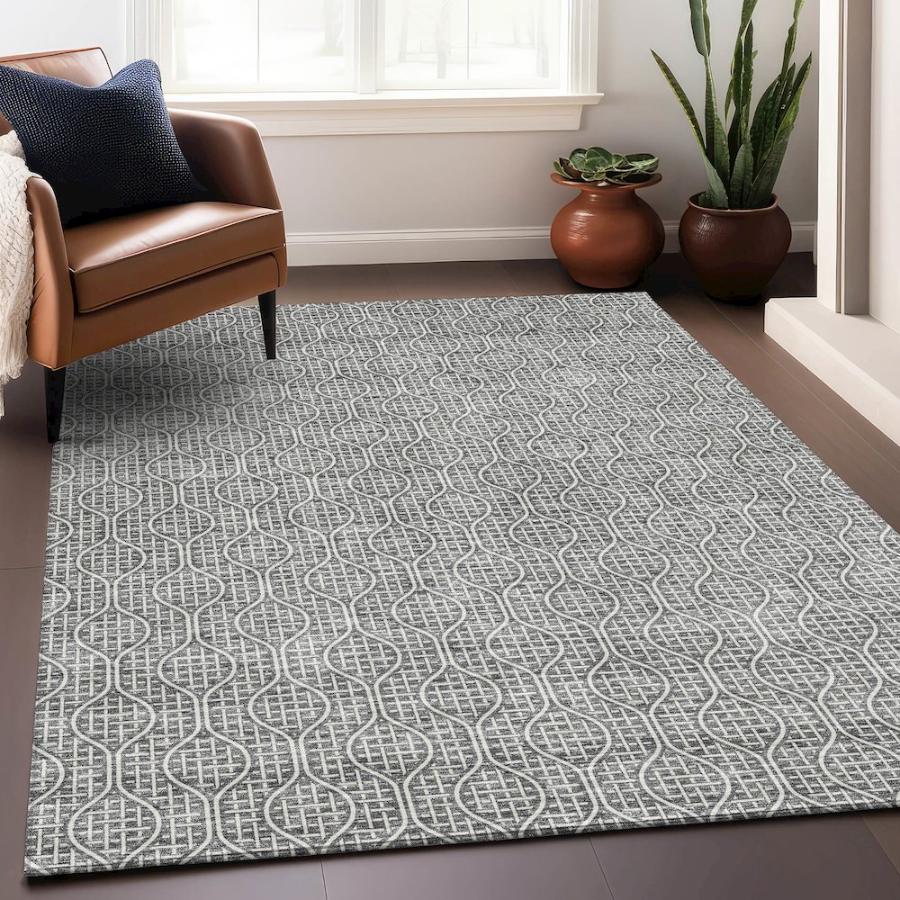 Premium Machine Washable Mayfield AMF926 Gray 8' x 10' Rug. Picture 5