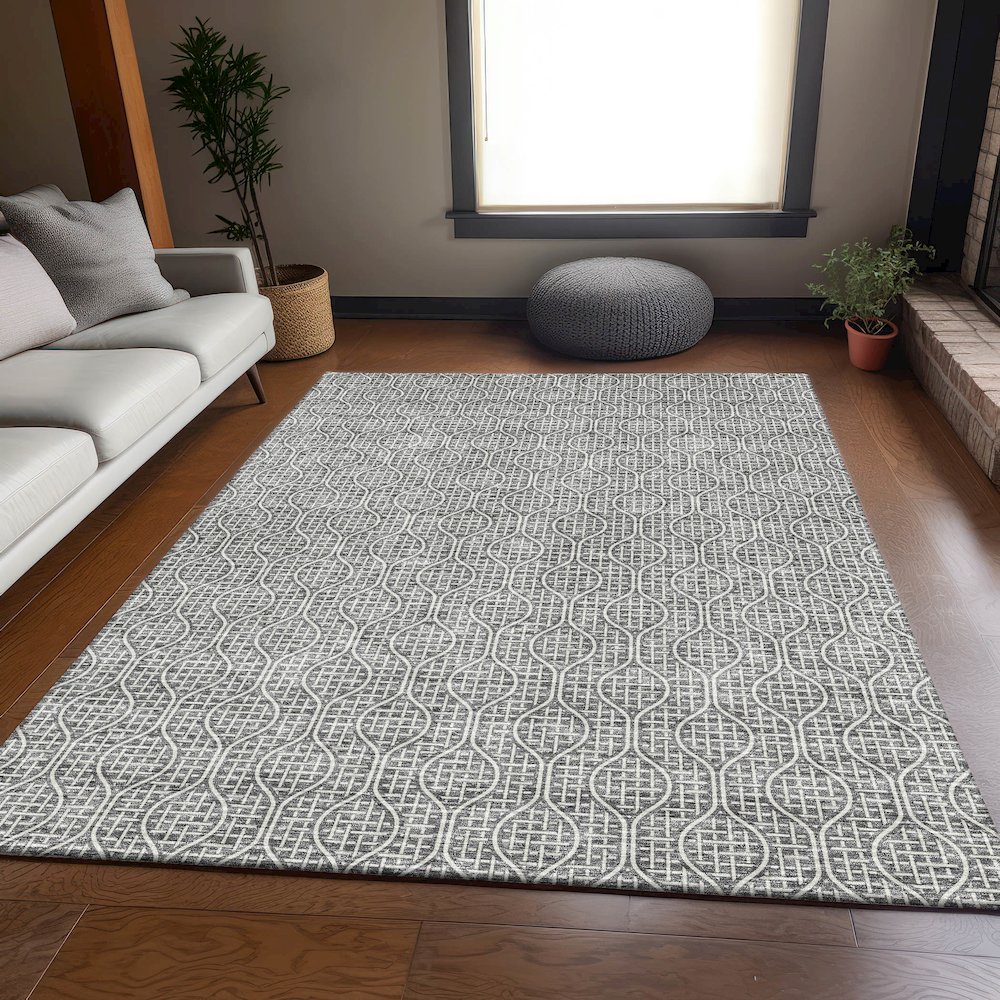 Premium Machine Washable Mayfield AMF926 Gray 8' x 10' Rug. Picture 6