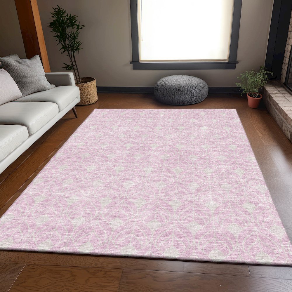 Premium Machine Washable Mayfield AMF927 Pink 8' x 10' Rug. Picture 6