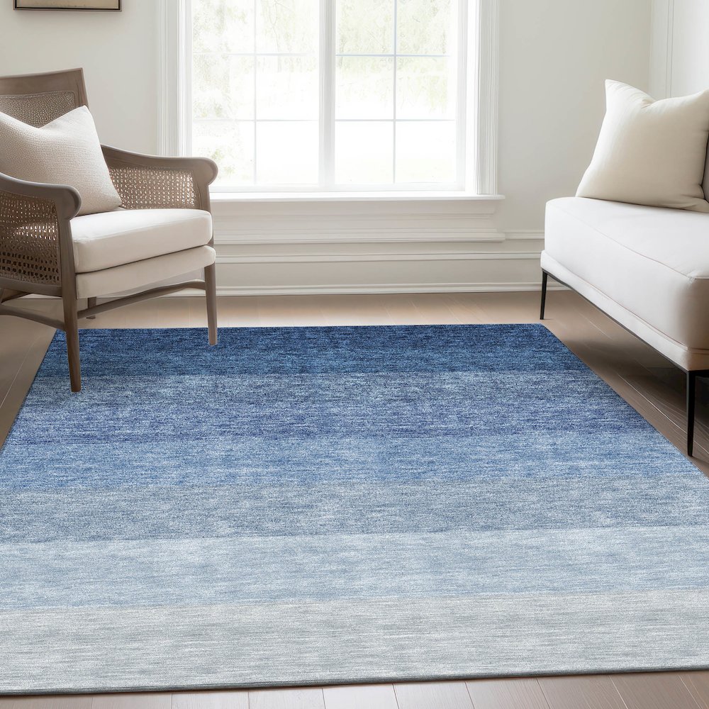 Premium Machine Washable Mayfield AMF928 Blue 8' x 10' Rug. Picture 6