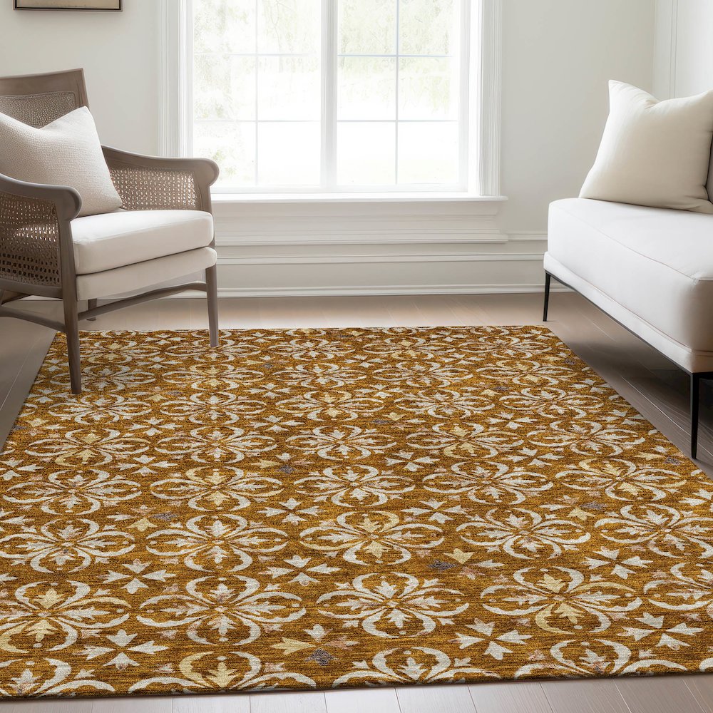 Premium Machine Washable Mayfield AMF930 Paprika 8' x 10' Rug. Picture 6